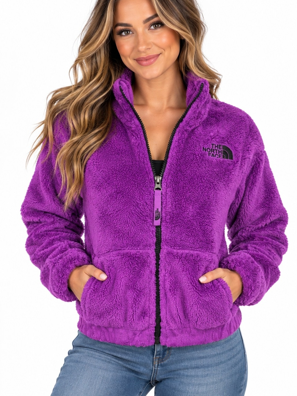 The North Face Women's Purple Teddy Fleece Jacket - Full Zip